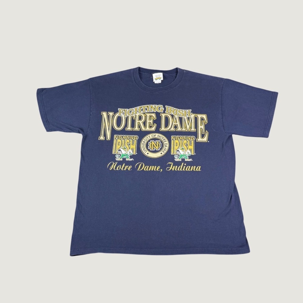 Vintage Notre Dame Fighting Irish T-Shirt 20/20 Sport Navy Blue XL Made in USA